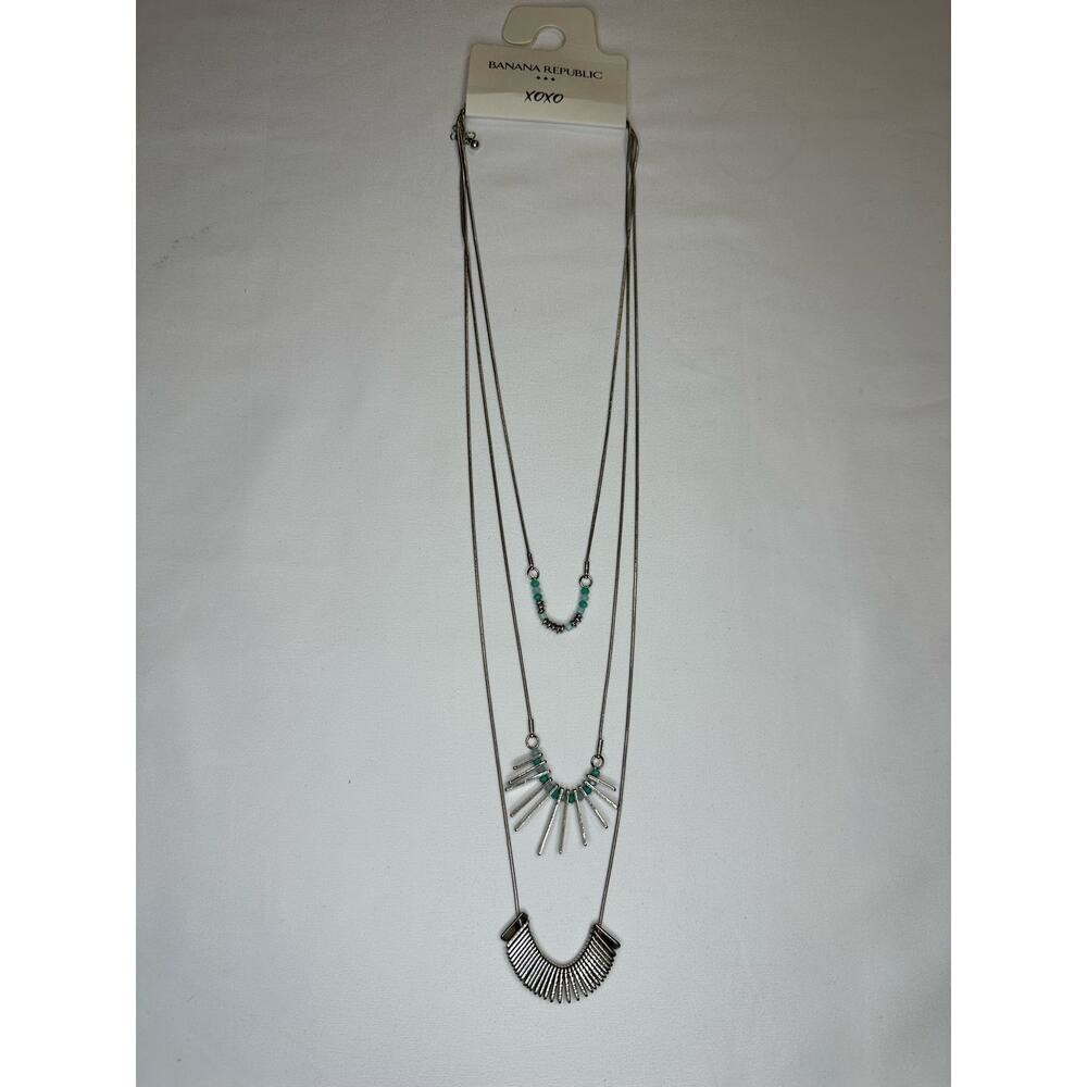 Banana Republic Triple Layered Necklace with Faux Turquoise Accents
